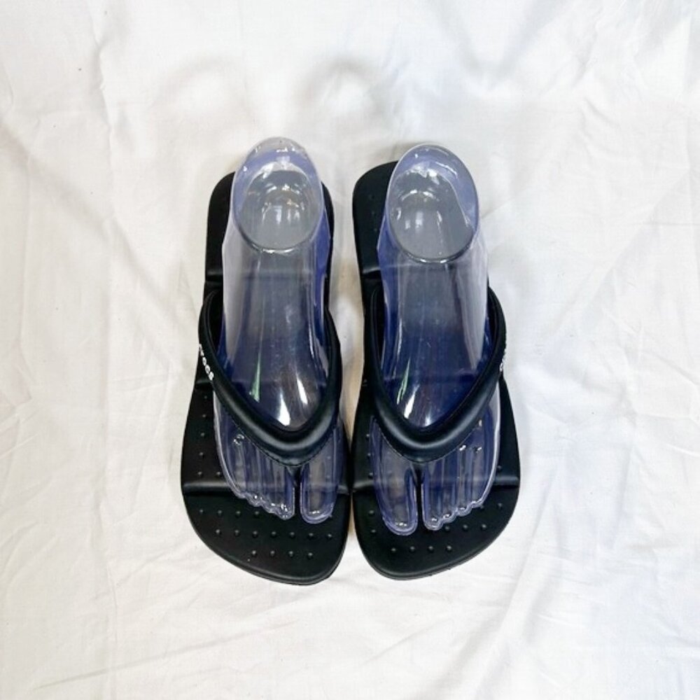 Crocs Womens Black Captiva Cushioned Thongs Flip Flops~9~ - Picture 2 of 6